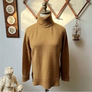 J. Crew Merino Wool Camel Knit Turtleneck Sweater Pullover size Small